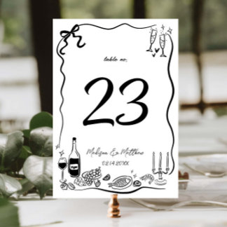 Numeração De Mesa Ilustrações Desenhadas à Mão Rabiscos Festa de Cas