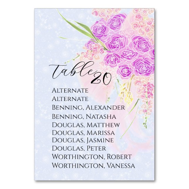 Numeração De Mesa In The Blue Sweet Pink bow Bouquet  (Frente)