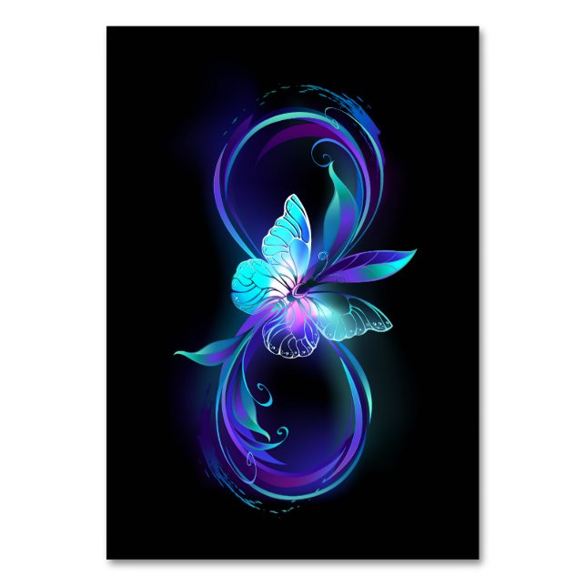 Numeração De Mesa Infinidade brilhante com borboleta mágica (Frente)