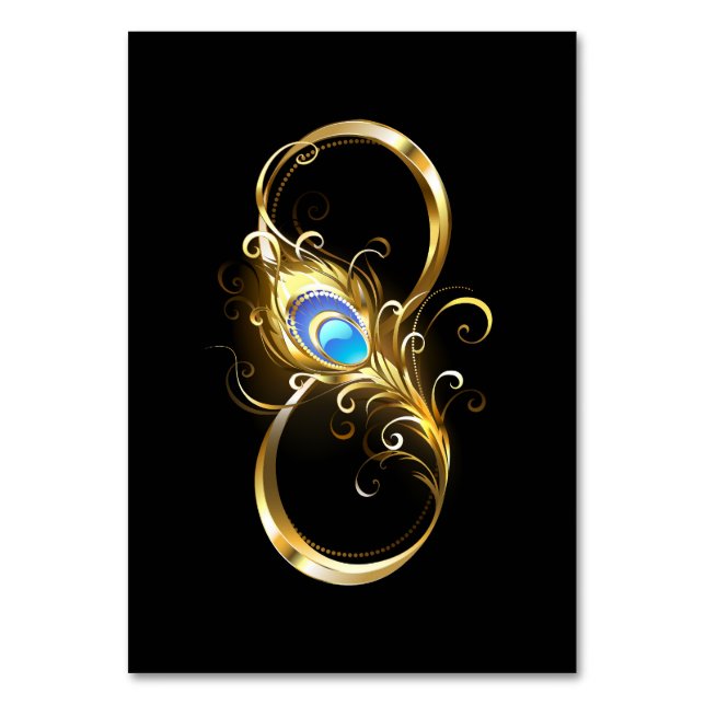 Numeração De Mesa Infinidade com a pena Pavão de Ouro (Frente)