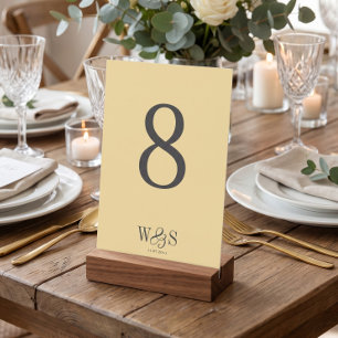 Numeração De Mesa Iniciais de casais de casamento amarelo manteiga e