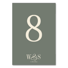Numeração De Mesa Iniciais do casal de noivos Elegant Sage