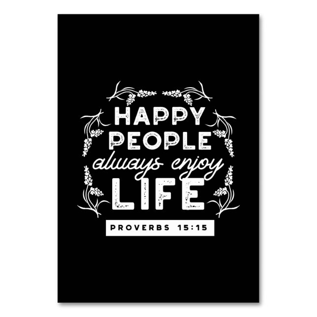 Numeração De Mesa Inspirational Christian Quote from Proverbs 15:15 (Frente)