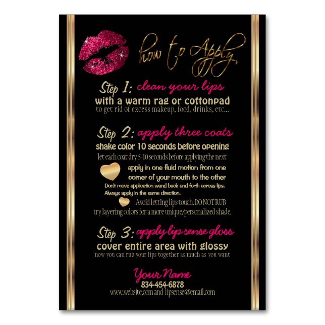 Numeração De Mesa Instruções, dicas e truques da brilha rosa-quente (Frente)