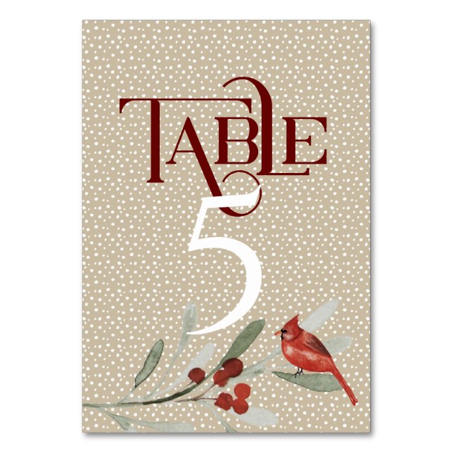 Numeração De Mesa Inverno Simples com Recepção de casamento Cardeal  (Frente)