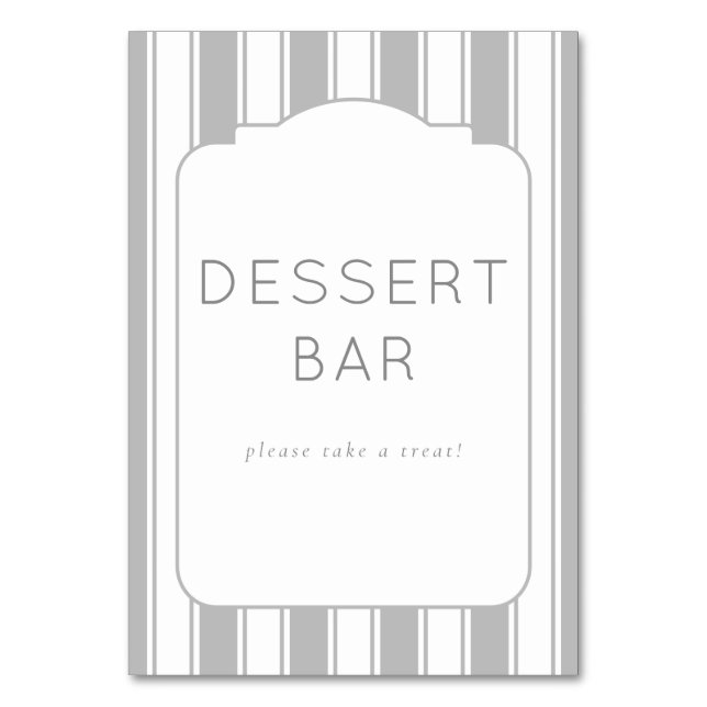 Numeração De Mesa Inviting Gray Minimalist Dessert Bar Sign (Frente)