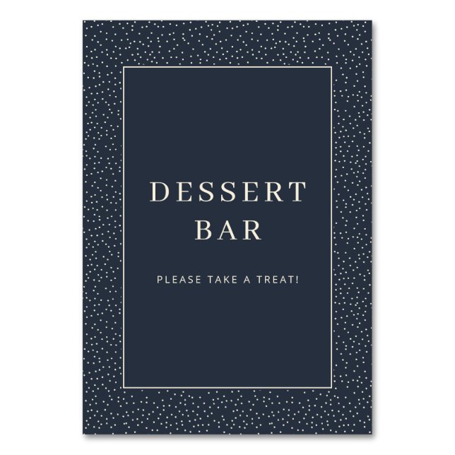 Numeração De Mesa Inviting Navy Minimalist Dessert Bar Sign (Frente)