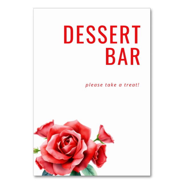 Numeração De Mesa Inviting Red Floral Dessert Bar Sign (Frente)