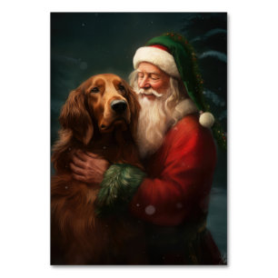 Numeração De Mesa Irish Red Setter Papai Noel Natal Festivo