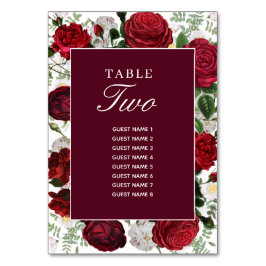 Numeração De Mesa Itinerário de Casamento Floral de Aquarela Burgund