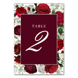 Numeração De Mesa Itinerário de Casamento Floral de Aquarela Burgund