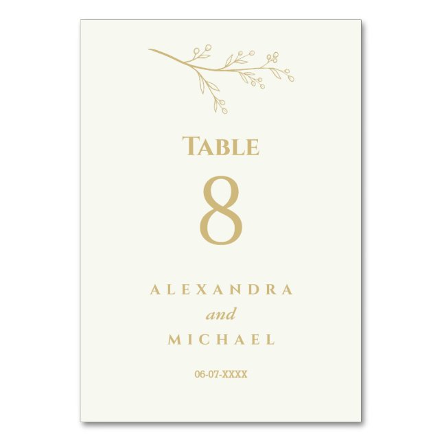 Numeração De Mesa Ivory Botanical Minimalist Wedding   (Frente)