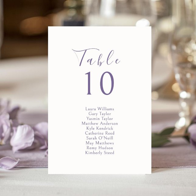 Numeração De Mesa Ivory | Chic Lavender Wedding Seating & Table Card (Criador carregado)