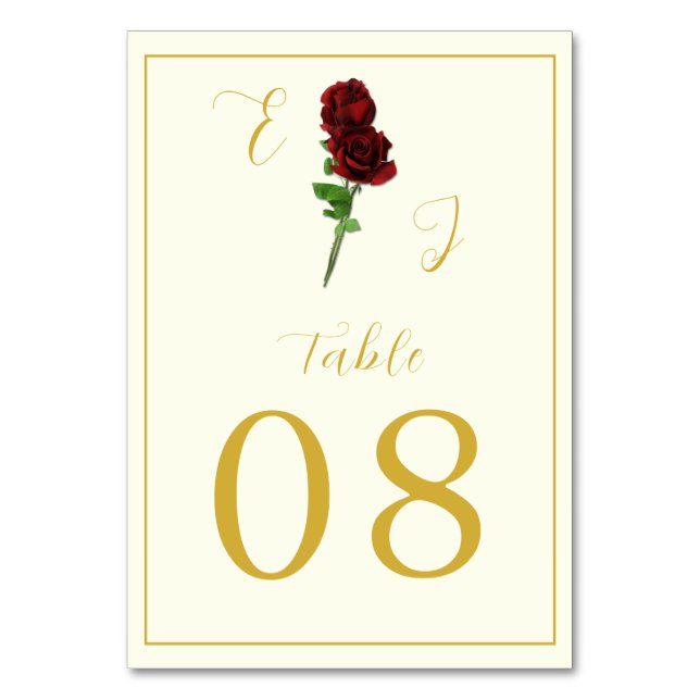 Numeração De Mesa Ivory Dourada Rosa Wedding (Frente)