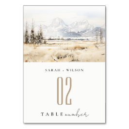 Numeração De Mesa Jackson Hole Wyoming Watercolor Landscape Wedding