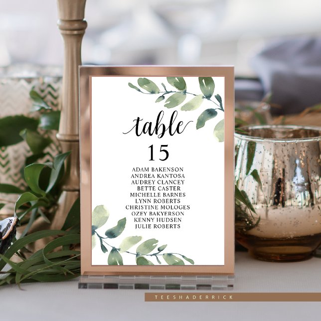 Numeração De Mesa Janto Casado, Eucalyptus Guests Sentado Chart T (Elopement Wedding Dinner,  Guest Seating Chart Card, Table no, in Eucalyptus Greenery Themed)
