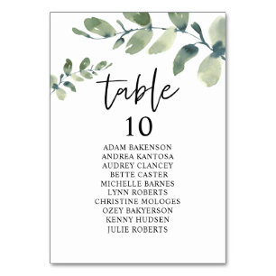 Numeração De Mesa Janto Casado, Eucalyptus Guests Sentado Chart T