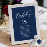 Numeração De Mesa Janto Casado, Romance Guest Seating Chart,<br><div class="desc">Cartão de Mesa de Assento de Convidado do Janto Casamento,  Marinho de Romance Moderno Blue temed. Personalize o texto e/ou remova e preencha com o tema da festa de casamento.</div>
