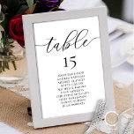 Numeração De Mesa Janto Casado, Romance Guest Seating Chart,<br><div class="desc">Cartão de Mesa de Assento de Convidado do Janto de Casamento,  Temed Negro e Branco de Romance Moderno. Personalize o texto e/ou remova e preencha com o tema da festa de casamento.</div>