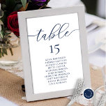 Numeração De Mesa Janto Casado, Romance Seating Chart, Marinho Azul<br><div class="desc">Cartão de Mesa de Sentado Convidado do Janto Casamento,  Temas Azuis do Marinho Romance Moderno. Personalize o texto e/ou remova e preencha com o tema da festa de casamento.</div>