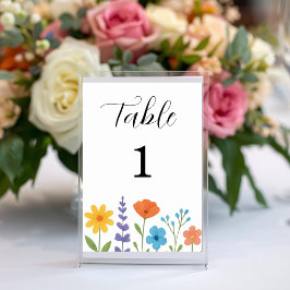 Numeração De Mesa Jardim de Flores Silvestres Aquarela Floral Casame