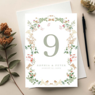 Numeração De Mesa Jardim de Flores Silvestres Elegantes Número de Me