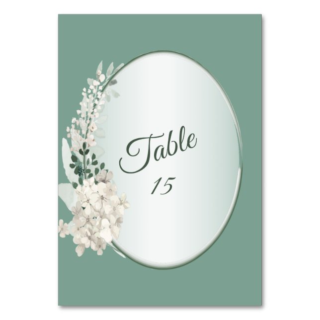 Numeração De Mesa Jasmine Floral Green Geometric Wedding Party (Frente)