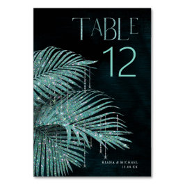 Numeração De Mesa Jewel Palm Leaf Wedding Teal ID830