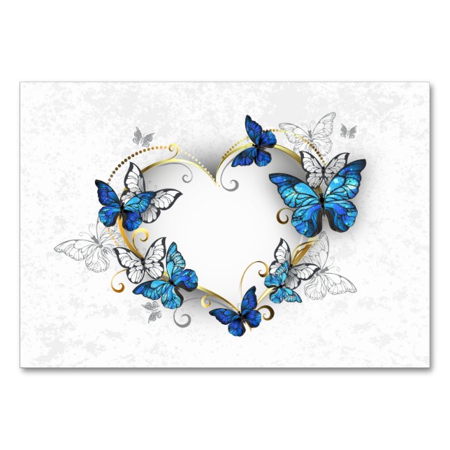 Numeração De Mesa Jewelry Heart with Butterflies Morpho (Frente)