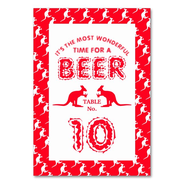 Numeração De Mesa Kangaroo Beer, Festa de Natal Australiana (Frente)