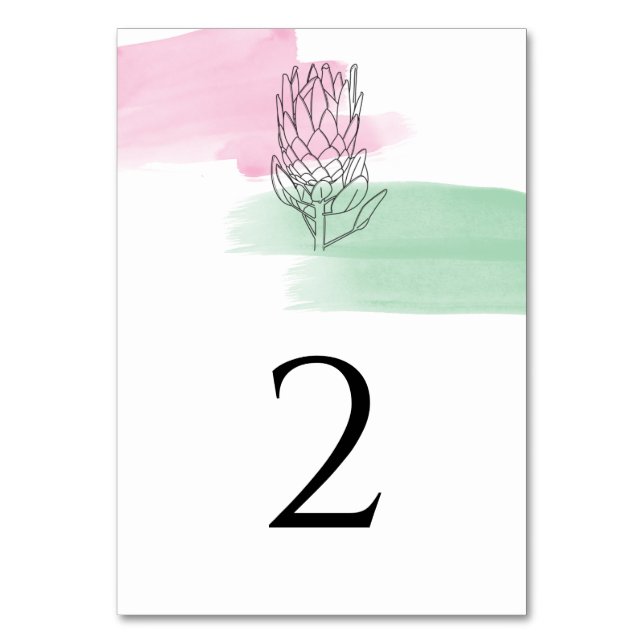 Numeração De Mesa King Protea Watercolor Wedding (Frente)