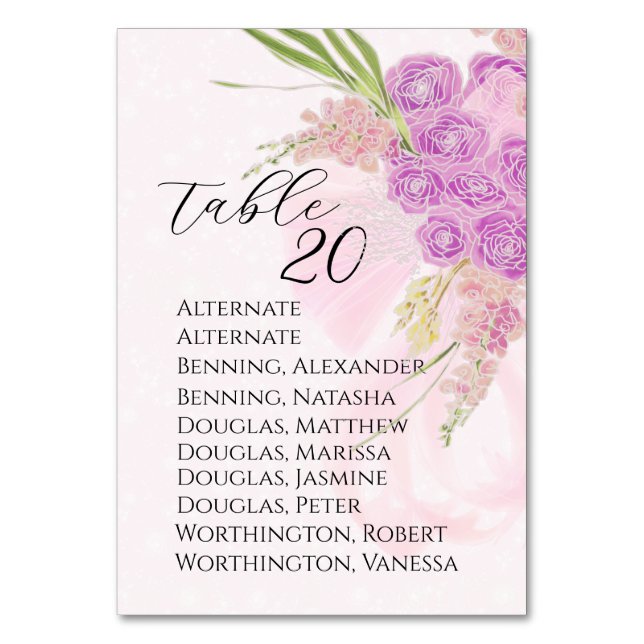 Numeração De Mesa La Boca Vendretti Sweet Pink bow Bouquet  (Frente)