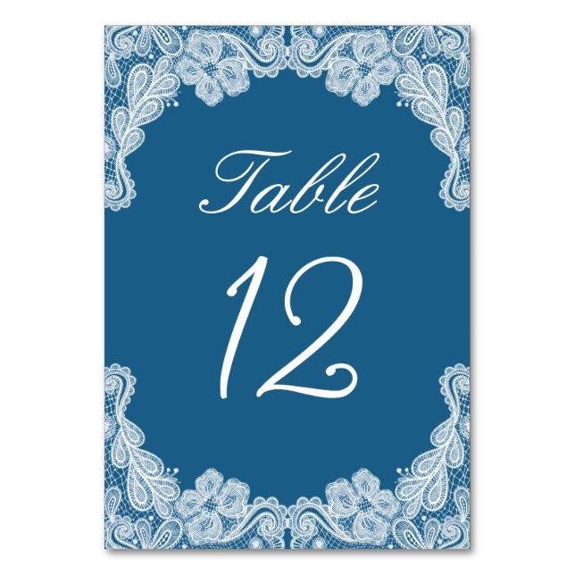 Numeração De Mesa Lace Branco no Número da Tabela Azul (Frente)