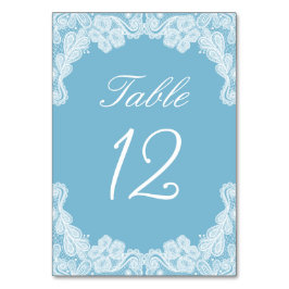 Numeração De Mesa Lace Branco no Número da Tabela Azul Pastel