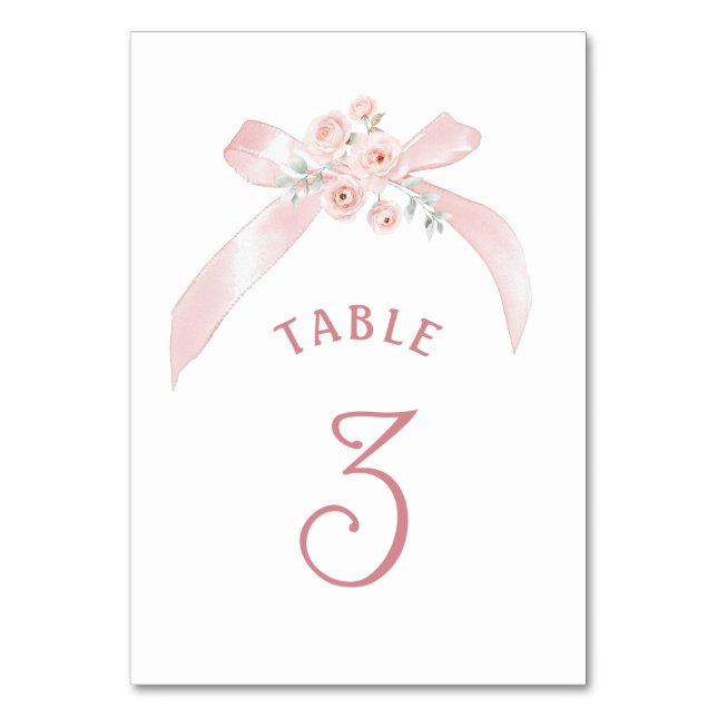 Numeração De Mesa Laço Rosa Floral (Frente)