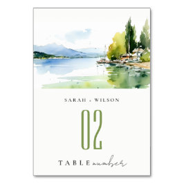 Numeração De Mesa Lake Geneva Switzerland Watercolor Scape Wedding