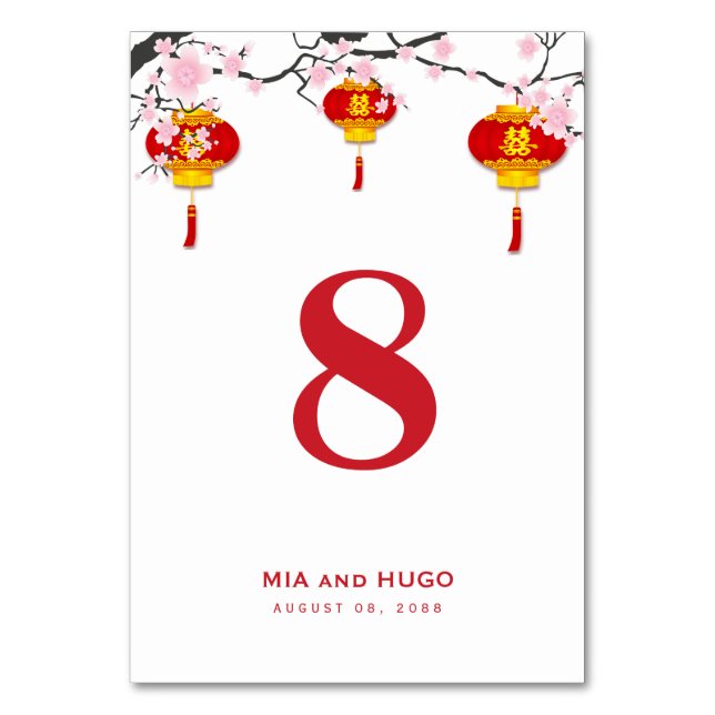 Numeração De Mesa Lanterna Chinesa e Bodas de Cerejeira (Frente)