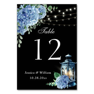 Numeração De Mesa Lanterna Floral de Hortênsia Azul Casamento Boho P