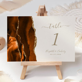 Numeração De Mesa Laranja Queimado Ouro Ágata Marfim Casamento
