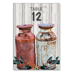 Numeração De Mesa Latas de Leite Vintage Metal Rústico Antigo Monogr