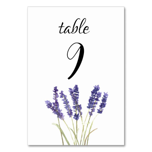 Numeração De Mesa Lavanda Aquarela Floral Purple Flowers Casamento (Frente)