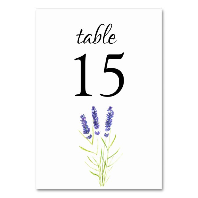 Numeração De Mesa Lavanda Aquarela Floral Purple Flowers Casamento (Frente)