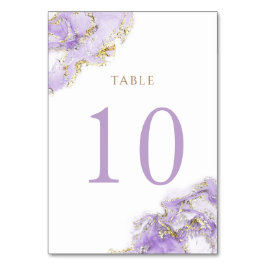 Numeração De Mesa lavanda de mármore de fluido de ouro Número 10