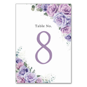 Numeração De Mesa Lavanda Liloxo Roxo Aniversário Floral Quinceanera