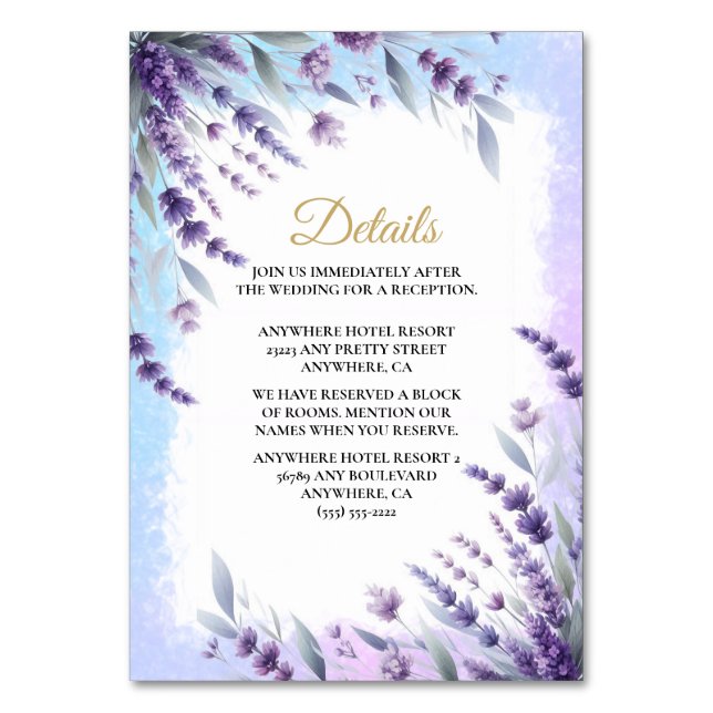 Numeração De Mesa Lavandas E Azuis Detalhes Florais Elegantes (Frente)