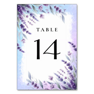 Numeração De Mesa Lavandas E Azul Floral Elegante Aquarela 