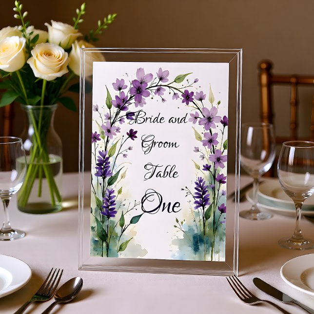 Numeração De Mesa Lavender Lilac Floral Table Number Sign (Criador carregado)