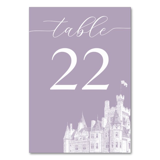 Numeração De Mesa Lavender Vintage Castle Destination Wedding (Frente)