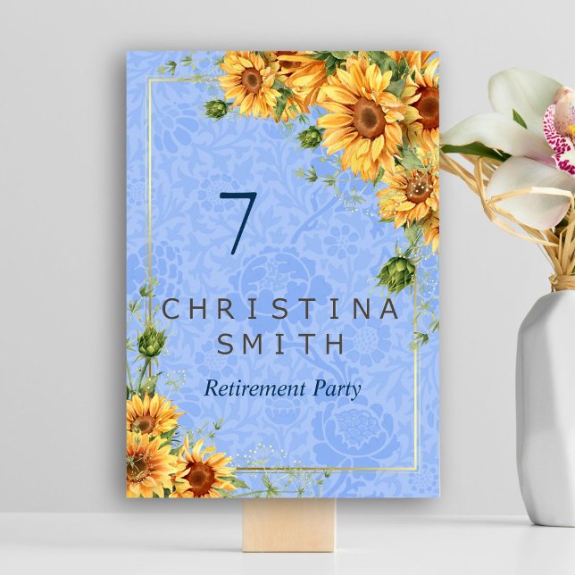 Numeração De Mesa Legal Verão Sunflower Watercolor (Cool Summer Sunflower Watercolor Retirement Party)