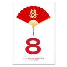 Numeração De Mesa Leque Chinês e Dupla Felicidade | Casamento Chinês